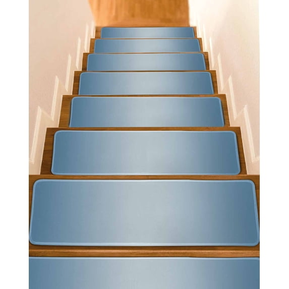 Stair Treads for Wooden Steps, Blue Ombre Peel and Stick Stair Treads with Reusable Adhesive, Modern Gradient Abstract Art Non Slip Indoor Stairs Runner Rugs Mats for Elders Dogs 8"x30" 4PCS