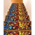 thumbnail image 1 of Stair Treads for Wooden Steps, Blue Red Yellow Peel and Stick Stair Treads with Adhesive, Modern Colored Rainbow Stained Glass Non Slip Indoor Stairs Runner Rugs Mats for Elders Dogs 8"x30"7PCS, 1 of 7