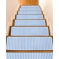 thumbnail image 1 of Stair Treads for Wooden Steps, Blue White Stripe Peel and Stick Stair Treads with Adhesive, Modern Minimalist Geometric Striped Non Slip Indoor Stairs Runner Rugs Mats for Elders Dogs 8"x30"7PCS, 1 of 7