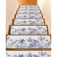 thumbnail image 1 of Stair Treads for Wooden Steps, Blue Yellow Palm Tree Peel and Stick Stair Treads with Reusable Adhesive, Summer Botanical Tropical Non Slip Indoor Stairs Runner Rugs Mats for Elders Dogs 8"x30" 15PCS, 1 of 7