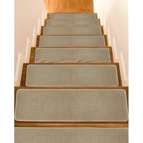 Stair Treads for Wooden Steps, Brown Farmhouse Peel and Stick Stair Treads with Adhesive, Vintage Country Monochrome Textured Non Slip Indoor Stairs Runner Rugs Mats for Elders Dogs 8"x30"10PCS