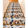 thumbnail image 1 of Stair Treads for Wooden Steps, Brown Nave Blue Boho Peel and Stick Stair Treads with Reusable Adhesive, Modern Geometric Botanical Non Slip Indoor Stairs Runner Rugs Mats for Elders Dogs 8"x30" 4PCS, 1 of 7