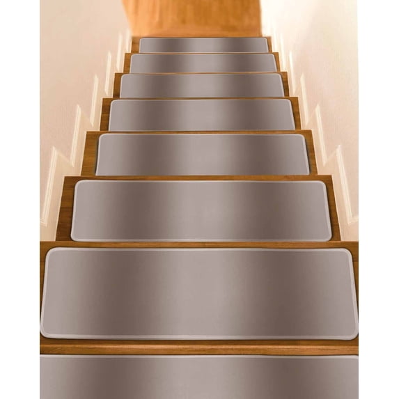 Stair Treads for Wooden Steps, Brown Ombre Peel and Stick Stair Treads with Adhesive, Modern Abstract Art Farmhouse Gradient Non Slip Indoor Stairs Runner Rugs Mats for Elders Dogs 8"x30"15PCS