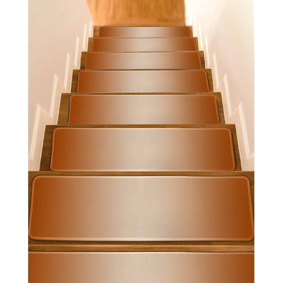 Stair Treads for Wooden Steps, Burnt Orange Ombre Peel and Stick Stair Treads with Reusable Adhesive, Modern Gradient Abstract Art Non Slip Indoor Stairs Runner Rugs Mats for Elders Dogs 8"x30" 4PCS