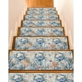 thumbnail image 1 of Stair Treads for Wooden Steps, Coastal Crab Peel and Stick Stair Treads with Reusable Adhesive, Vintage Summer Beach Coral Ocean Non Slip Indoor Stairs Runner Rugs Mats for Elders Dogs 8"x30" 4PCS, 1 of 7