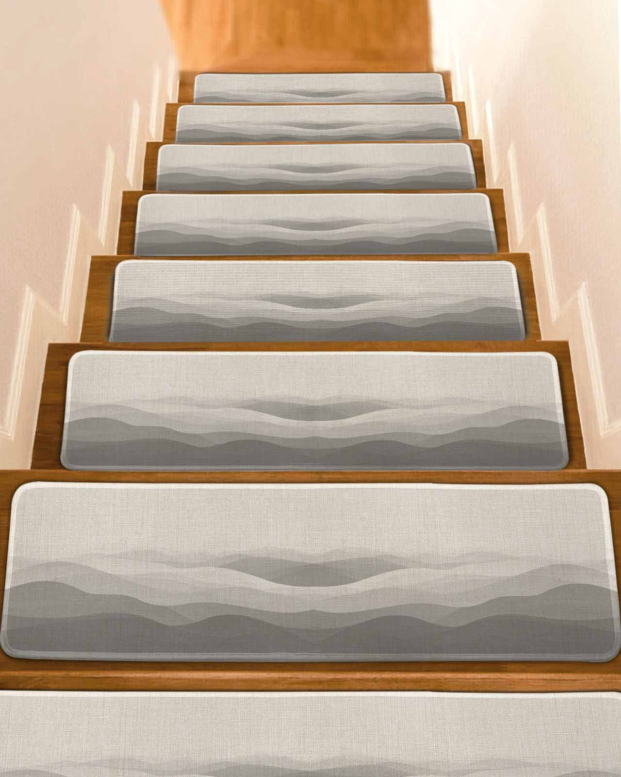 15-Pack Linen Stair Treads Non-Slip Indoor – 30x8" Peel & Stick Carpet Runners For Wood Steps, Beige, Safe For Kids, Elders & Pets