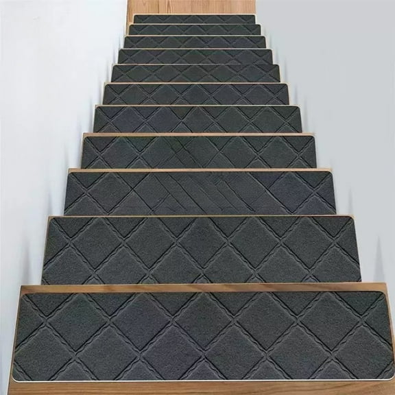 Stair Treads for Wooden Steps Indoor, 15 Pack 8" X 30" Non Slip Carpet Stair Treads with Reusable Adhesive for Kids Elders and Dogs, Surface Polyester  Dark Grey