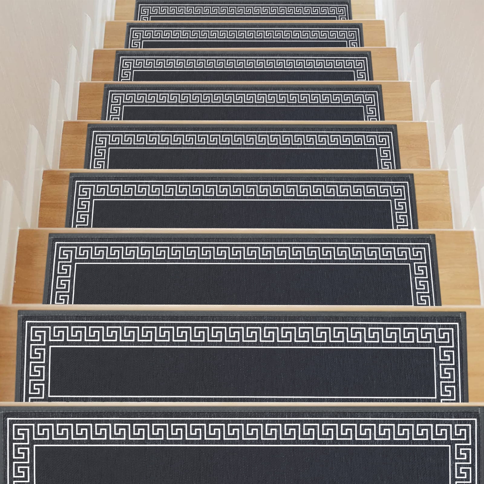 Non-Slip Stair Treads, 15 Pack 8" X 30" - Beige/Brown, Reusable Adhesive, Polyester Carpet, Noise Reducing 5 thumbnail image