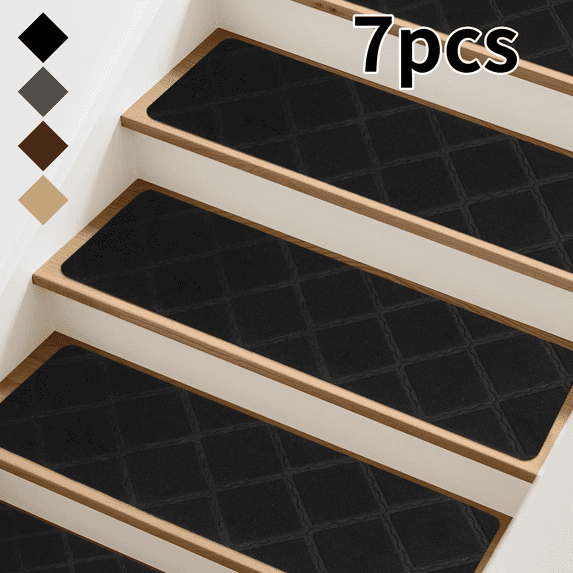Evlmd Stair Treads Carpet Non-Slip Indoor, 7 pcs Wood Stair Treads Rugs Anti-Moving Modern Stair Runners Safety for Kids, Dogs, 8" X 30"