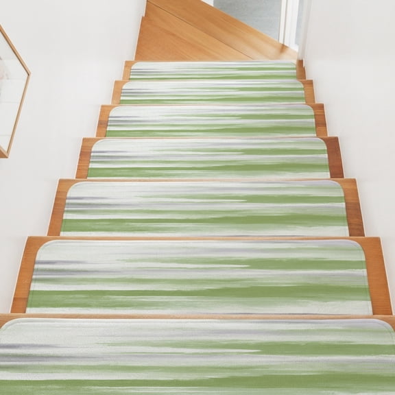 Stair Treads for Wooden Steps Indoor, Sage Green Grey Paint Stair Tread 15 Pack Adhesive Non Slip Carpet Stair Tread Mat Abstract Art Texture Staircase Step Treads for Kids Elders Dogs 8"x30"