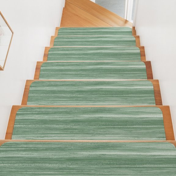 Stair Treads for Wooden Steps Indoor, Sage Green Stair Tread 15 Pack Adhesive Non Slip Carpet Stair Tread Mat Runner Rugs Ombre Abstract Texture Staircase Step Treads for Kids Elders Dogs 8"x30"