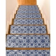 thumbnail image 1 of Stair Treads for Wooden Steps, Navy Blue Boho Peel and Stick Stair Treads with Adhesive, Ehtnic Abstract Art Modern Geometric Non Slip Indoor Stairs Runner Rugs Mats for Elders Dogs 8"x30"4PCS, 1 of 7