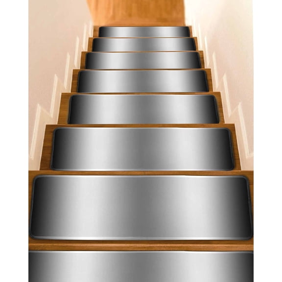 Stair Treads for Wooden Steps, Ombre Black White Peel and Stick Stair Treads with Adhesive, Simple Abstract Striped Farmhouse Non Slip Indoor Stairs Runner Rugs Mats for Elders Dogs 8"x30"7PCS