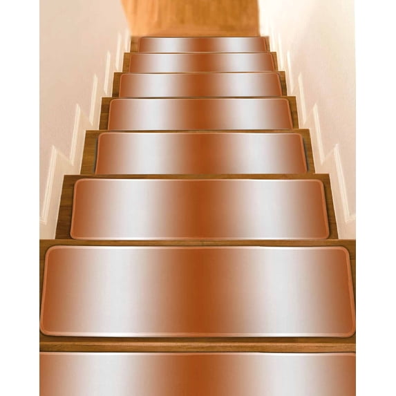 Stair Treads for Wooden Steps, Orange White Ombre Peel and Stick Stair Treads with Adhesive, Farmhouse Country Minimalist Art Non Slip Indoor Stairs Runner Rugs Mats for Elders Dogs 8"x30"15PCS