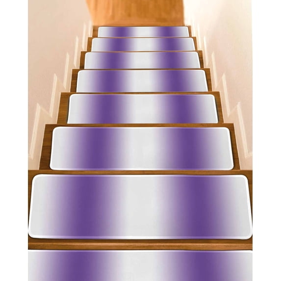 Stair Treads for Wooden Steps, Purple White Ombre Peel and Stick Stair Treads with Adhesive, Modern Abstract Art Farmhouse Gradient Non Slip Indoor Stairs Runner Rugs Mats for Elders Dogs 8"x30"4PCS
