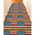 thumbnail image 1 of Stair Treads for Wooden Steps, Red Blue American Flag Peel and Stick Stair Treads with Reusable Adhesive, Sunflower US Flag Vintage Non Slip Indoor Stairs Runner Rugs Mats for Elders Dogs 8"x30" 7PCS, 1 of 7
