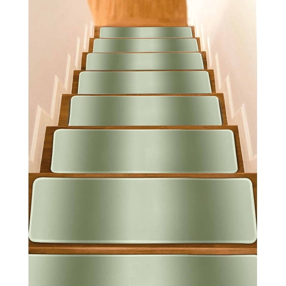Stair Treads for Wooden Steps, Sage Green Ombre Peel and Stick Stair Treads with Adhesive, Modern Abstract Art Farmhouse Gradient Non Slip Indoor Stairs Runner Rugs Mats for Elders Dogs 8"x30"4PCS