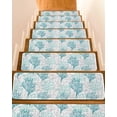 thumbnail image 1 of Stair Treads for Wooden Steps, Teal Grey Coral Coastal Peel and Stick Stair Treads with Adhesive, Summer Beach Seaside Nautical Non Slip Indoor Stairs Runner Rugs Mats for Elders Dogs 8"x30"7PCS, 1 of 7