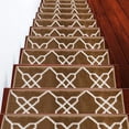 thumbnail image 1 of Stair Treads Zigzag Collection Contemporary, Cozy, Vibrant and Soft Stair Treads, 9'' x 28'', Beige & White, Pack of 4 [100% Polypropylene], 1 of 7