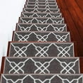 thumbnail image 1 of Stair Treads Zigzag Collection Contemporary, Cozy, Vibrant and Soft Stair Treads, 9'' x 28'', Gray & White, Pack of 7 [100% Polypropylene], 1 of 6