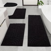 Bathroom Rugs Sets 4 Piece, Super Soft and Absorbent Non Slip Microfiber Toilet Bathroom Mats