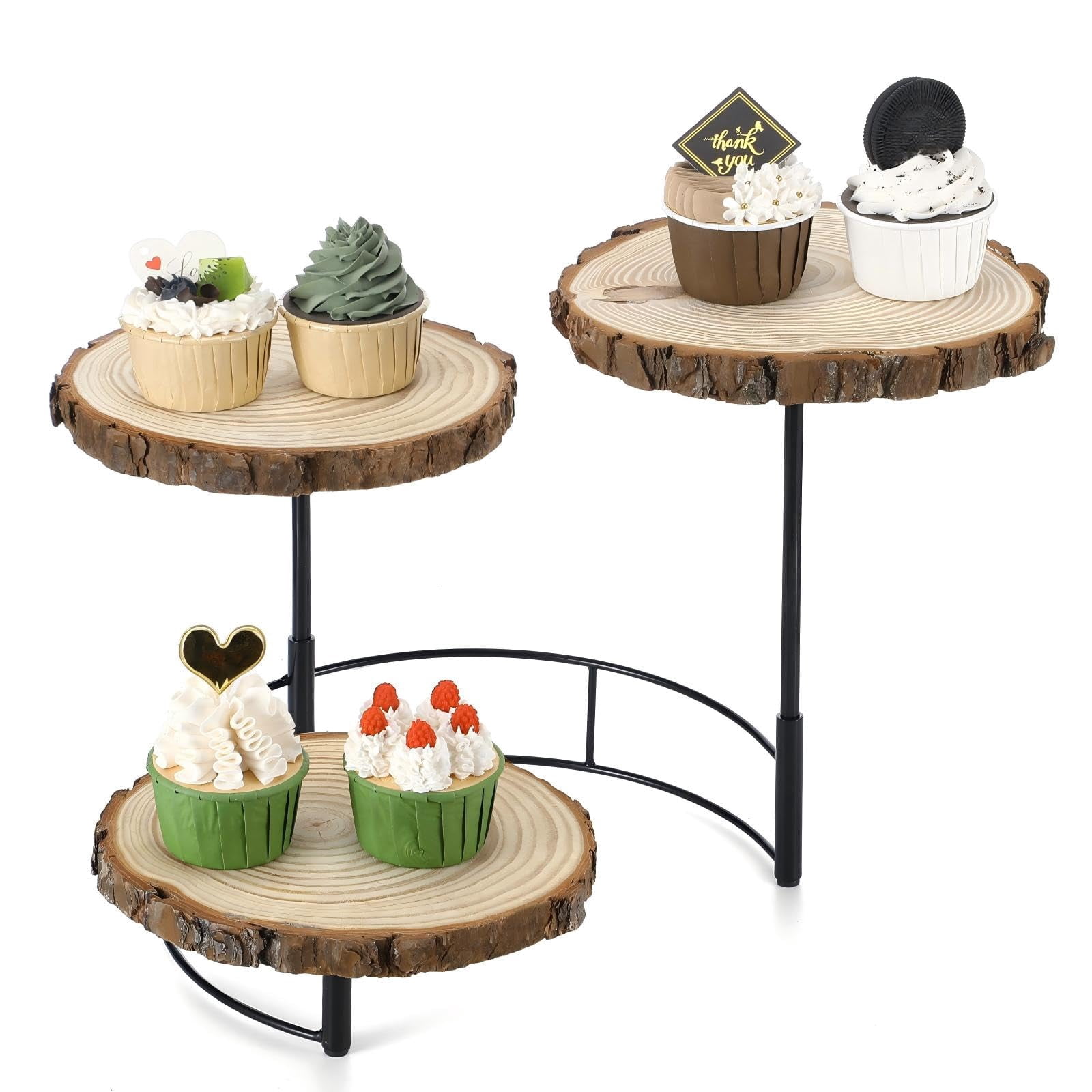 Staircase 3 Tier Round Wood Cupcake Dessert Stand - Walmart.com
