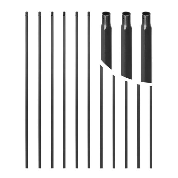 Staircase Balusters 11 Pack, 44 Inch Matte Black Metal Spindle Railing, 0.5 Inch Square Carbon Steel Staircase Parts, Indoor Hollow Deck Balusters with Pre-Drilled Holes