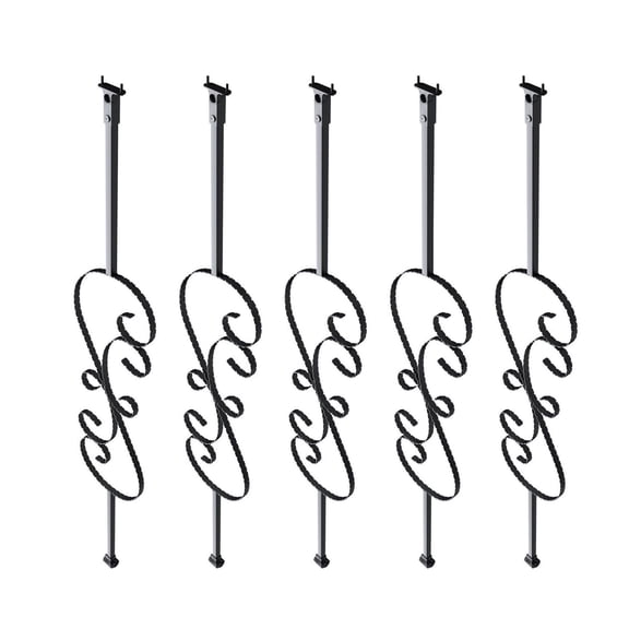 Staircase Balusters 44'', 5 Pack S Shape Metal Railing Spindles - Galvanized Steel Deck Baluster Kit with Shoes & Screws - Satin Black Stair Railing Parts