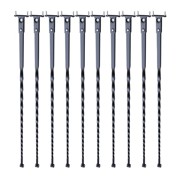 Staircase Balusters 44'', Metal Deck Baluster Spindles 10 Pack, Satin Black Decorative Stair Railing with Shoes & Screws, Galvanized Steel Hollow Twist