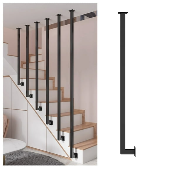 Staircase Banisters Spindles, Deck Balusters for Homes Decorative, L-Shaped Guardrail, Metal Wrought Iron Staircase Banisters for Lofts/Hotel/Villas