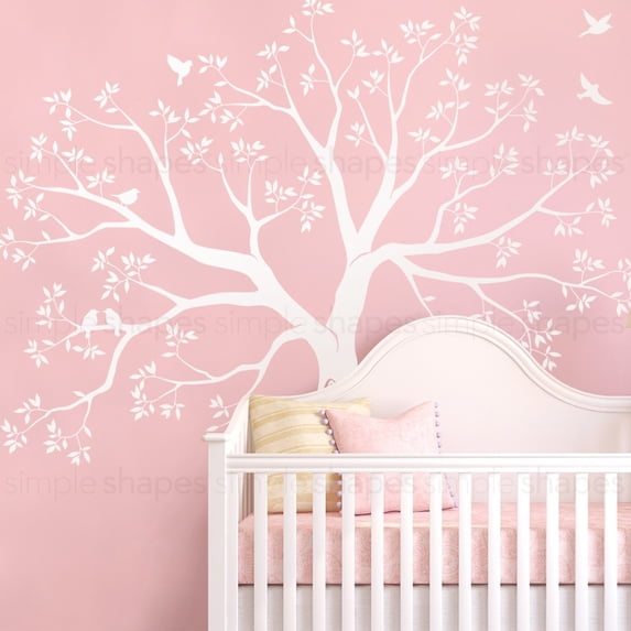 Staircase Family Tree Wall Decal - White - Small 92-Inch w x 88-Inch h