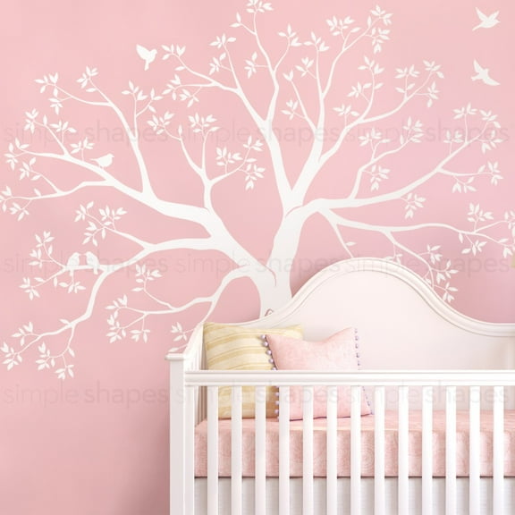 Staircase Family Tree Wall Decal - White - Small 92-Inch w x 88-Inch h