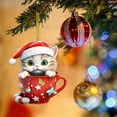 Staircase Garland Flocked Cute Cup Cat Pendant Christmas Tree Pendant