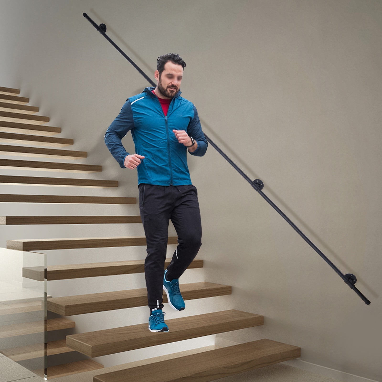 Staircase Handrail Wall Mount Banister Hand Railing, Complete Indoor ...