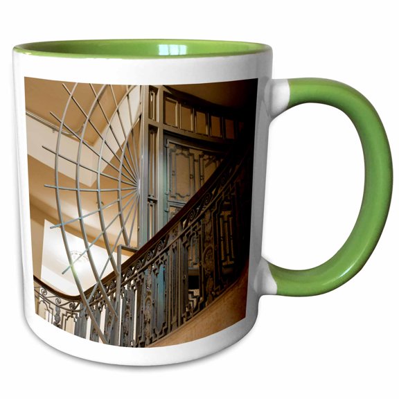 3drose, Staircase Inside Nyc Building, 15oz Two-tone Green Mug