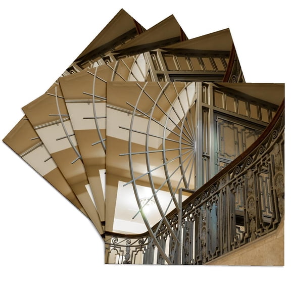 3drose, Staircase Inside Nyc Building, Set of 4 Ceramic Tile Coasters