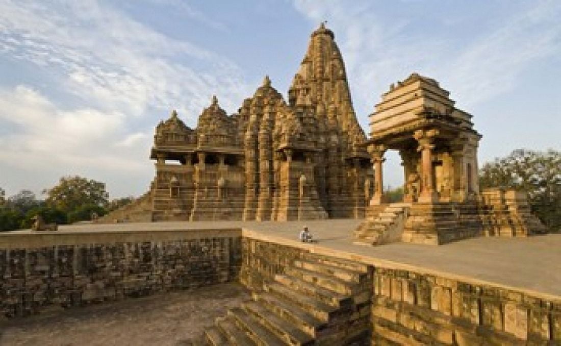 Staircase in a temple Khajuraho Chhatarpur District Madhya Pradesh India Canvas Art - Panoramic Images (16 x 10)