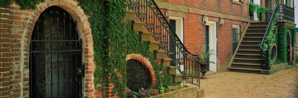 Staircases of a house West Jones Street Savannah Georgia USA Canvas Art - Panoramic Images (36 x 12)
