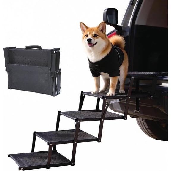 Stairs 5 Steps Foldable  Ramp with Non-Slip Surface, Portable  Steps for ,SUV and , Supports up to 250 lbs