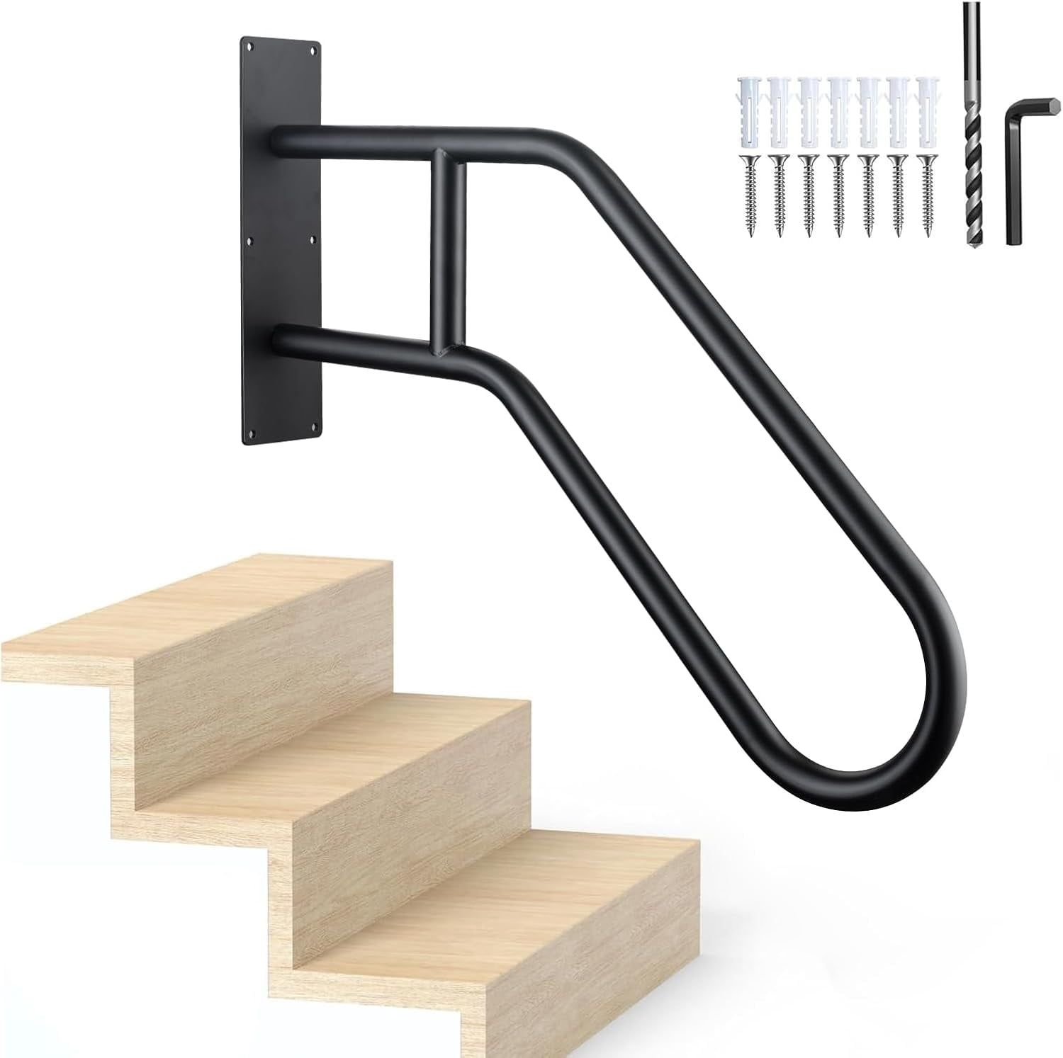 Deck Stair Hand Railing Stairs Handrails for Outdoor Steps ,Stair Railing Indoor 1-3 Step,Porch ...