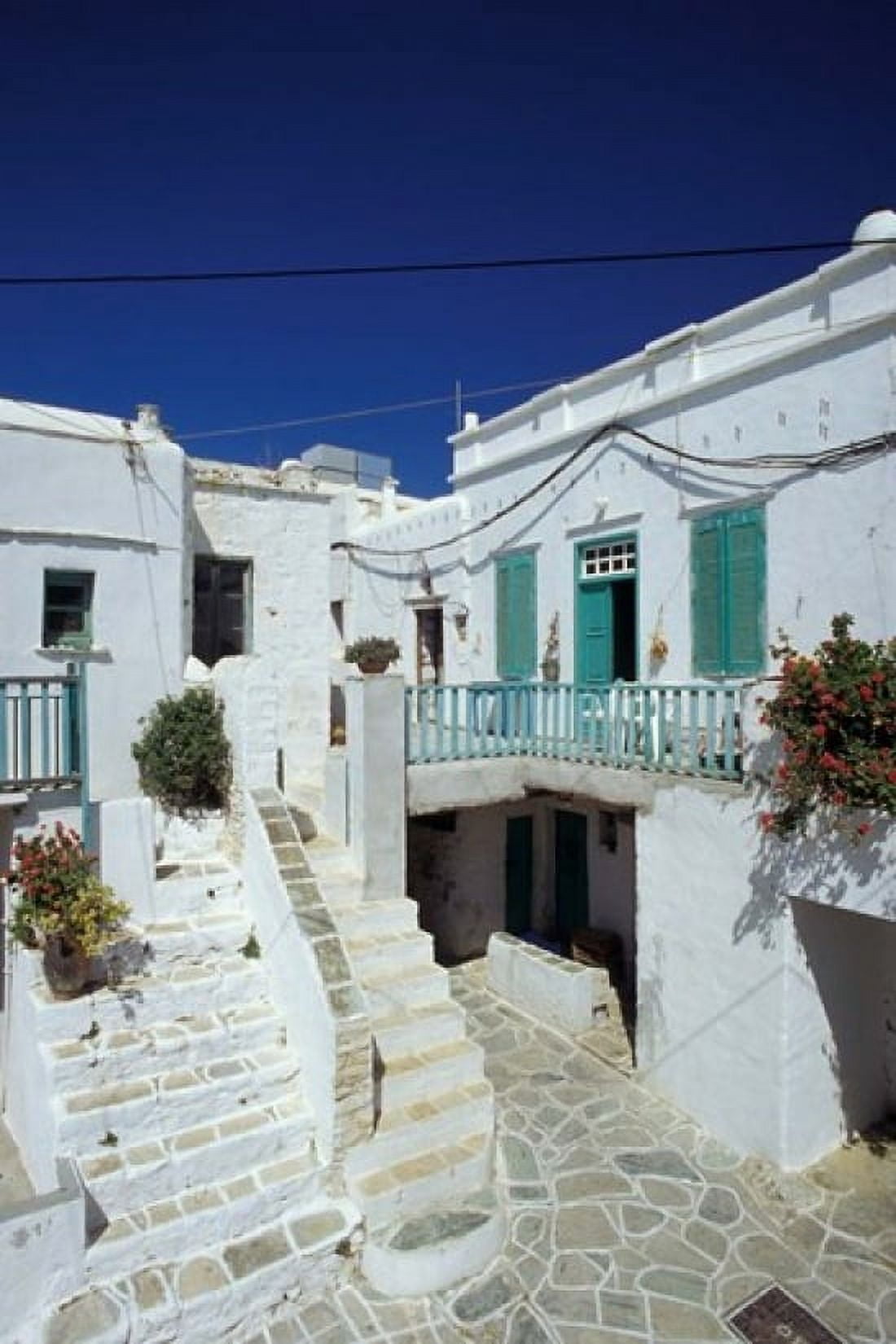 Stairs Houses and Decorations of Chora Cyclades Islands Greece Canvas Art - Michele Molinari DanitaDelimont (12 x 17)