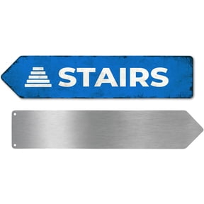 Stairs Metal Sign by DC | Arrow Metal Directional Signage for Indoor & Outdoor | 3x12" Rust-Free Aluminum Sign | Direction Signage UV Protected Road LEFT Arrow Sign | Made in USA