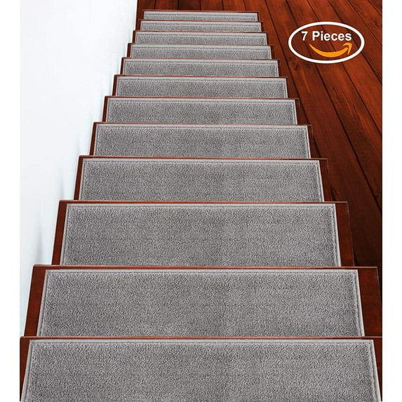 Stairs Treads, Anti Slip Stair Treads, Non Slip Stair Treads, Stair Grips, Indoor/Outdoor Stair Treads, Carpet Stair Treads, Stair Runner, Carpet Runner for Stairs, Carpet Gray 9" x 28", 7 set