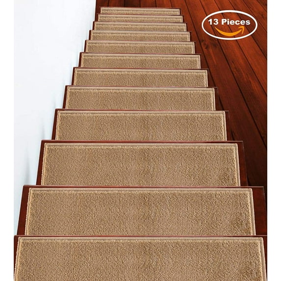 Stairs Treads, Anti Slip Stair Treads, Non Slip Stair Treads, Stair Grips, Indoor/Outdoor Stair Treads, Carpet Stair Treads, Stair Runner, Carpet Runner for Stairs, Beige Carpet 9" x 28", 4 set