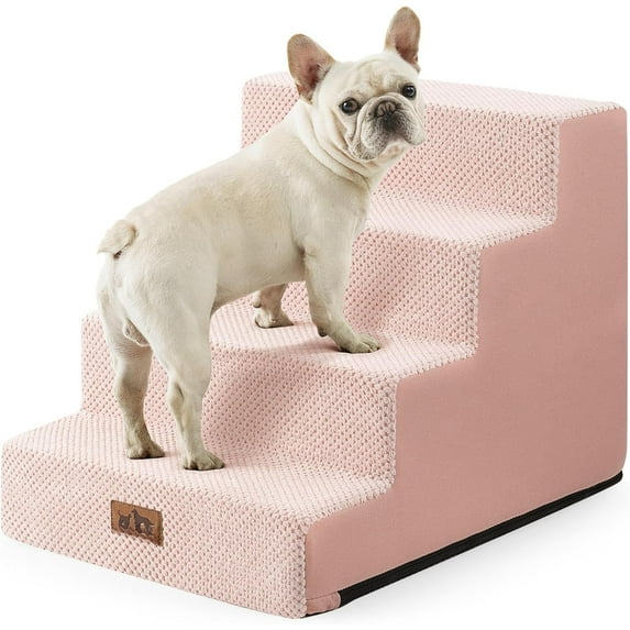 Stairs for Small Dogs, 17.7" Extra Wide Right-Angle Pet Stairs for Couch and Beds, Anti-Slip Steps for Old Cats and Lowrider, 17.7x23.6x17.7 inch,
