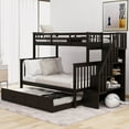 thumbnail image 1 of Stairway Bunk Bed with 3 Drawers, Storage Space and Guard Rails, Twin Over Full Bedroom Bed Frame for Bedroom, Dorm, for Family,Teens, No Box Spring Needed,Expresso, 1 of 7