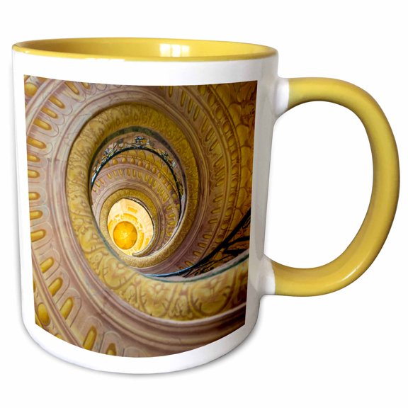 3drose, Stairway in the Abbey, Melk Abbey, the Wachau, Austria, 11oz Two-tone Yellow Mug