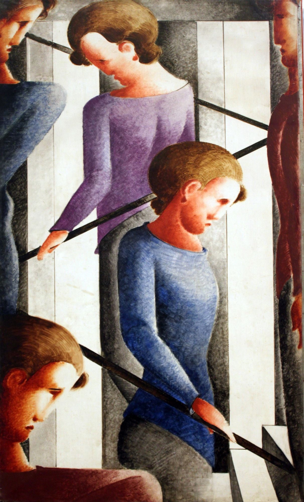Stairway Scene 1932 Canvas Art - Oskar Schlemmer (24 x 36)