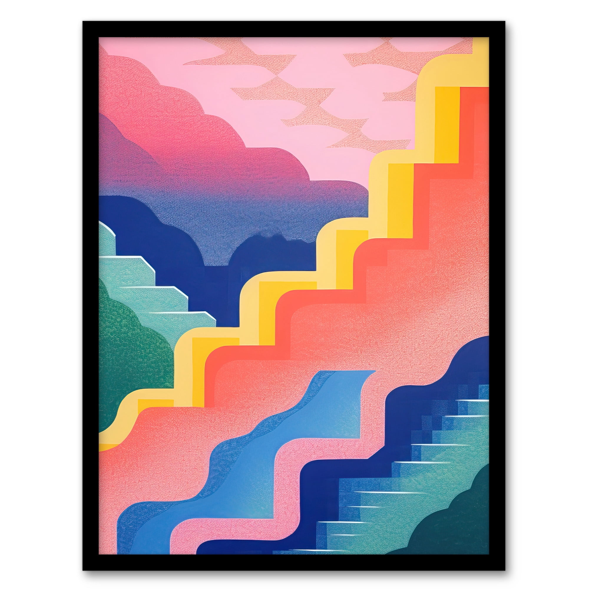 Stairway To Heaven Colourful Abstract Risograph Screenprint Artwork ...
