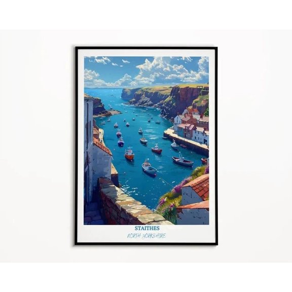 Staithes North Yorkshire Travel Print Staithes Harbour Staithes Wall Art Home Decor Office Wall Art